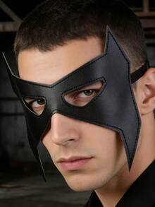【暗黑英雄风】黑色PU皮尖头面具（1个）| 可调节绑带设计 | 万圣节/角色扮演/化装舞会必备 | 神秘拍照道具 - A - 查看 8