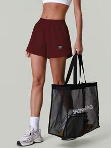 Short d'été léger pour femme avec ceinture élastique pour sports de plein air, course et yoga - Rouge foncé - Voir 7
