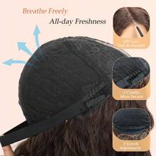 Tóc giả gợn sóng nước, highlight ombre, xoăn, kiểu lace front, 100% protein silk, dài 26 inch, tóc giả tổng hợp xoăn được nâng cấp với chất liệu cao cấp. - Nhiều màu - Xem 7