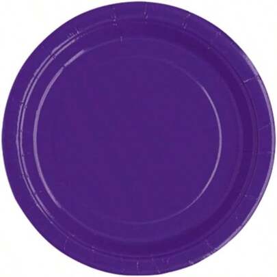 Deep Purple Solid Round Dessert Paper Plates - Inch 20 Ct - Vibrant Party Plates Appetizing Treats - Birthdays Events