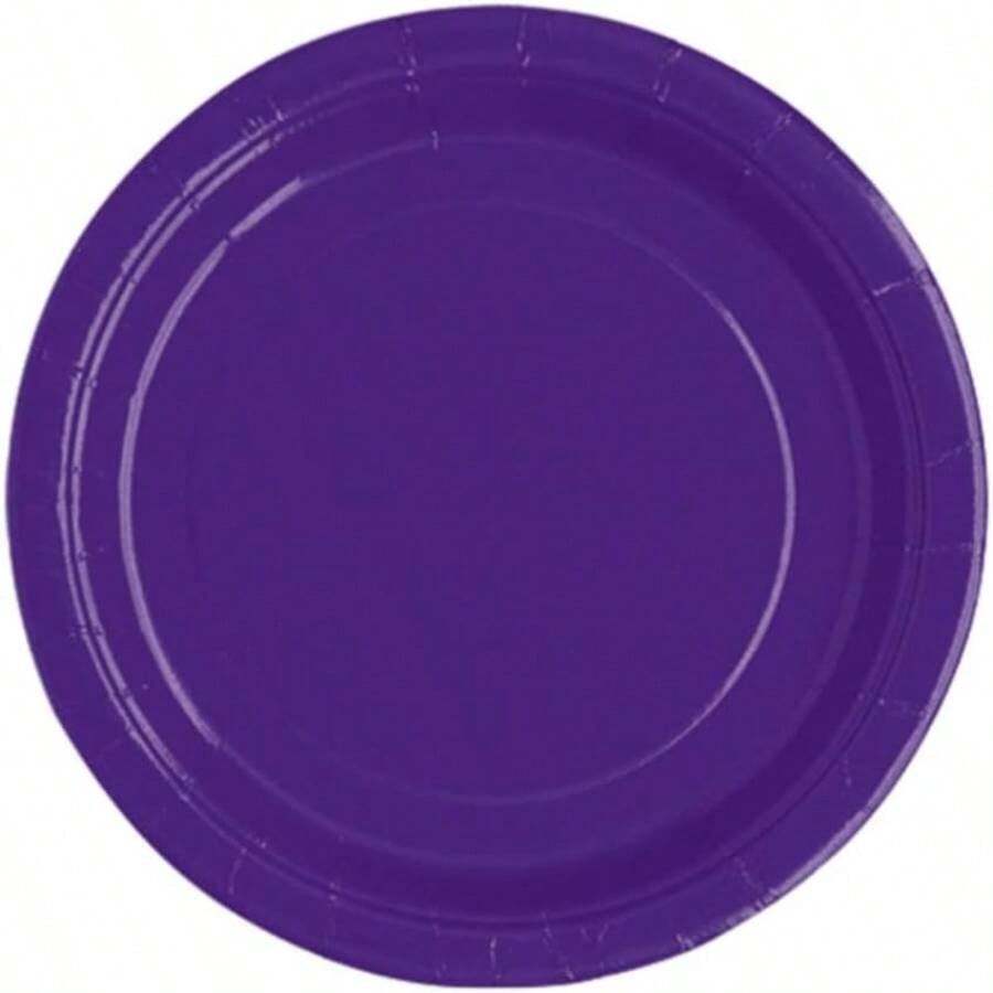 Deep Purple Solid Round Dessert Paper Plates - Inch 20 Ct - Vibrant Party Plates Appetizing Treats - Birthdays Events - Deep Purple + 20 Count (Pack Of 1) - View 1