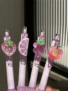 1 Piece 0.5mm Black Ink Pen With Grape Scent Pendant, Cute And Elegant, Suitable For Writing And Learning - Fruit - View 1