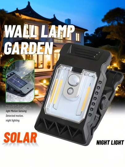 1pc Portable Solar Powered Light, Bright Flashlight Suitable For Garden - Equipped With Motion Sensor, Made Of Plastic, Easy To Install And Transport, Suitable For Garden Decor Night Light, Night Lighting, Indoor Work Light, Applicable To Lawn, Party And Booth Setup