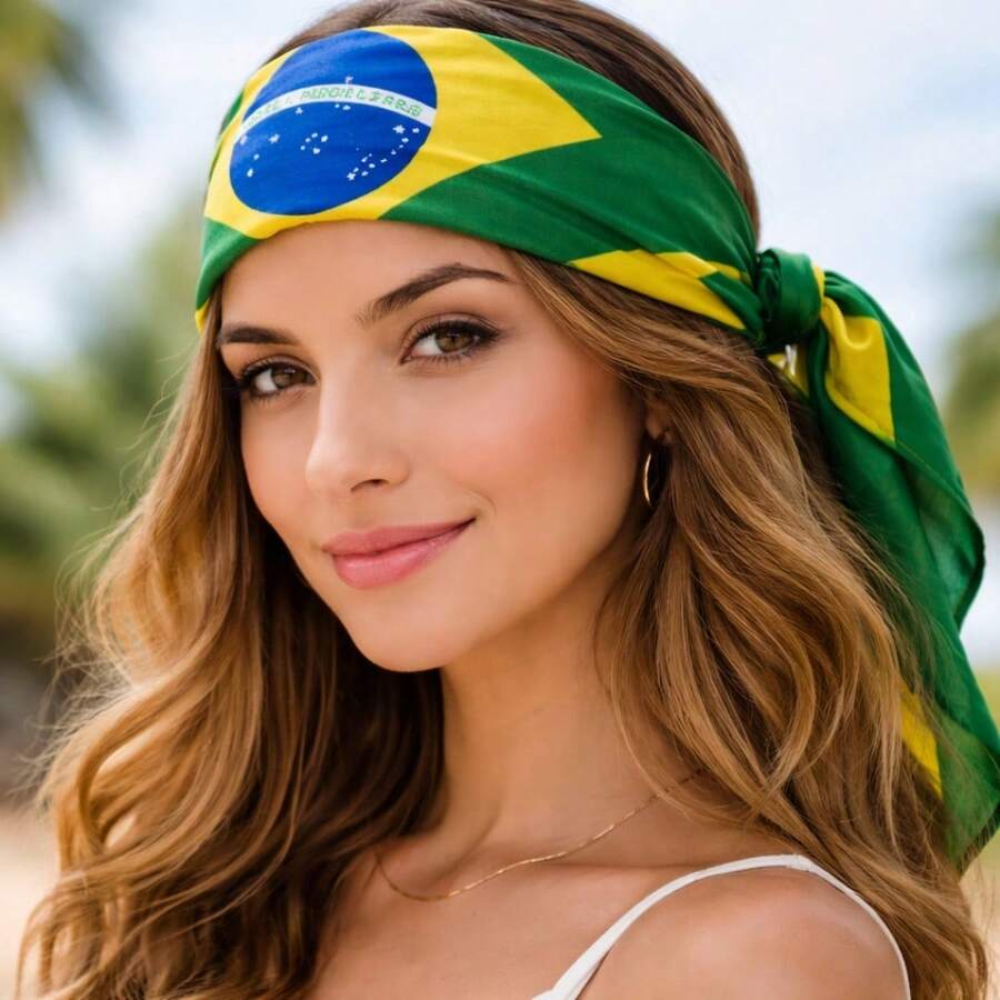 Bandana, Brazilian Flag, Triangular Scarf, World Cup Fan, Stadium Accessory, Unisex - Multicolor - View 1