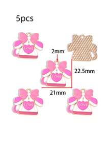 5件情人节粉色心形饰品配件，DIY手链、钥匙扣、项链吊坠，合金滴油吊坠 - 滴油情人節 - 查看 16