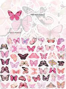 50pcs Cartoon Animal Pink Butterfly Doodle Notebook Stickers Stationery Suitcase Decorations Personalized Laptop Stickers - Multicolor - View 3
