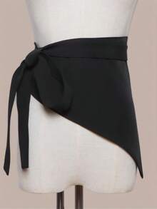 1件优雅时尚百搭翻领系带腰带，适合搭配连衣裙、衬衫、外套 - 黑色 - 查看 6