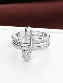 1pc Detachable Design Artificial Zirconia Inlaid Women Ring - Multicolor - View 4