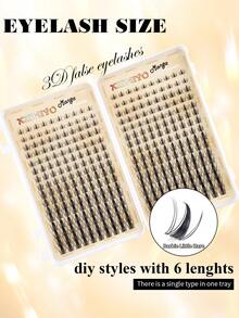 320片/32排漫画风格假睫毛套装，动漫风格簇状假睫毛，自然妆效假睫毛，仙女风格簇状假睫毛，适合初学者，含胶水 - 彩色 - 查看 3