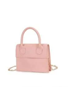 Girls Matte Fashion Versatile Minimalist Chain Handbag - Pink - View 2