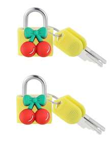 Cherry Pattern Compact Luggage Lock With Key, Sturdy Plastic Shell And Brass Core, Durable Metal Padlock For Suitcase, Backpack, Briefcase, Ideal For Valentine's Day, Wedding, Souvenir, Bridesmaid Gift - Multicolor - View 15