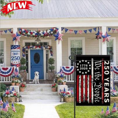 Independence Day Double Sided Garden Flag 12x18 Inch Waterproof - Patriotic USA 250th Anniversary We The People 1776-2026, 4th Of July Yard Banner For American Front Porch Decor, Commemorative Outdoor Celebration Without Flag Pole