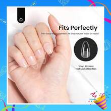 Beetles Soft Gel Nail Tips Short Almond 288pcs In 12 Sizes, Etch-X Pre-Etched Full Cover Acrylic Fake Nails Art - 杏仁短褲 12 種尺寸 288 件 - 查看 5