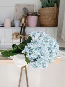 1pc Lifelike Artificial Hydrangea Flower, High-Quality Silk-Like Material, Suitable For DIY Wedding Bouquets, Parties, Home Decor, Kitchen, Garden, Hotel, Office, Spring Holidays, Mother's Day, Back To School Decoration, DIY Wreaths, Gifts - Baby Blue - View 5