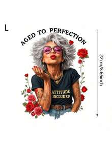 1pc/2pcs/3pcs Fashionable Grandma Floral Heat Transfer Stickers, Suitable For DIY T-Shirts, Jeans, Pillows, Backpacks, Hats And Sofa Covers, Waterproof, Fade-Resistant, Durable, Washable Plastic Stickers, Fun Patterns, Textile Decoration, Clothing Embellishment, Crafting Hobbyists - L - View 2