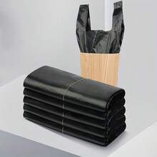 50pcs Black Thick Garbage Bags, Heavy Duty, 32*52cm, Large Capacity, Reusable, Kitchen & Outdoor Trash Bags - Black - View 6