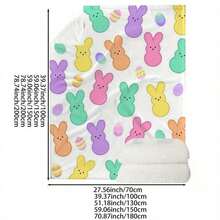 1 Piece Easter Bunny Print Flannel Blanket - Soft, Cozy, And Lightweight, Multi-Colored Design With Colorful Easter Eggs And Bunnies - Perfect For Holiday Gifts, Sofa Or Bed Decoration - Available In Various Sizes, Holiday Blanket |   Playful Pattern |   Soft Texture, Easter, Soft Flannel Blanket - Various Sizes, Cozy Comfort - 混色 - 查看 4