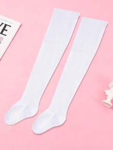 Plus Size Thigh High Socks Knit Over The Knee Stocking For Women Party & Daily - 白色 - 查看 6