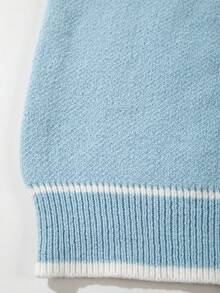 ANDREILEE 男士 V 领纽扣条纹针织开衫，休闲宽松街头风毛衣外套，适合春、秋、冬季穿着。 - 淺藍色 - 查看 6