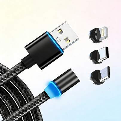 1条三合一磁吸可拆卸数据线，快充线，兼容 17 Pro Max/17 Pro/17 Plus/17/16/15/14/13/12/11/XS/XR/8/7/6、S25/S24/S23/S22/S21/S20 Ultra Plus系列