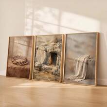 三件套基督教主题墙饰“从受难到复活”。复活节礼物。基督教电子海报。 - A - 查看 12