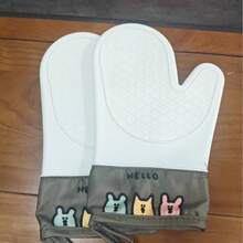 1pc Plaid Heat Resistant Gloves, Thick Silicone Oven Mitts Suitable For Kitchen Baking, High Temperature Insulation, Non-Slip , Microwave - Multicolor - View 9