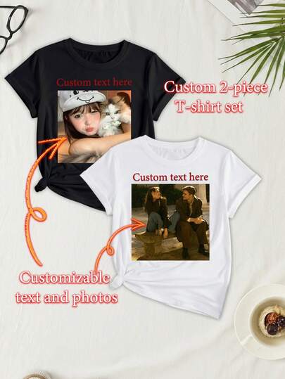 Bộ 2 áo dành cho nữ, áo thun nữ có thể tùy chỉnh - Bạn có thể thêm ảnh và văn bản của mình (Tên/Câu nói/Câu hài hước/Phong cảnh/Huy hiệu/Ảnh cặp đôi/Ảnh gia đình/Ảnh tự sướng/Ảnh thú cưng), phù hợp cho các hoạt động thể thao và tập luyện mùa hè cũng như mặc thường ngày. Một món quà lý tưởng cho bạn gái, gia đình và bạn bè, và cũng phù hợp cho nhiều dịp khác nhau như sinh nhật, ngày lễ/lễ kỷ niệm, trường học/cuộc thi, thể thao/leo núi, v.v.