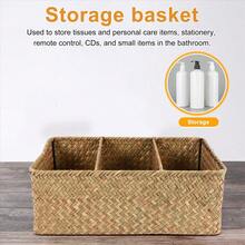 3-Section Wicker Baskets For Shelves, Hand-Woven Seagrass Storage Baskets Toilet Paper Basket Large - Multicolor - View 4