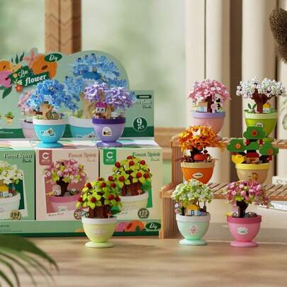 Senling Floating Island Series 1+1 Micro-Particle Modular 3D Ornaments – 300–400 PCS Exquisite Garden Building Kit Featuring Lifelike Artificial Plants & Preserved-Flower Style Designs – Realistic, No-Water, Never-Fade Desktop Artwork For Home, Office, Bookshelf Or Windowsill