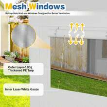 JAMFLY Carport, Heavy Duty Carport With Roll-Up Windows, Portable Garage With Removable Sidewalls & Doors, Car Canopy With Sandbags And All-Season Tarp For Car Boat Truck Motorcycle - 白色 - 查看 9
