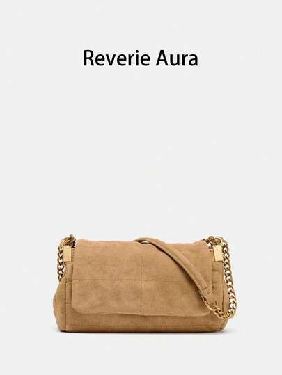 Bolso de hombro con solapa de ante de moda para mujeres, bolso cruzado mini de peluche suave multicapa con cierre magnético, compañero perfecto para abrigos de otoño/invierno, opción principal para bolso de mano de mujer en otoño/invierno