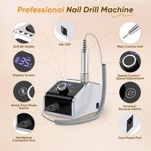 Professional Nail Drill Nail Drill Kit Machine With Foot Pedal Gear LCD Display F/R Rotation Direction - Black - View 1