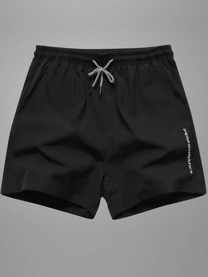 男士夏季运动短裤，透气训练跑步七分裤，抽绳腰带带口袋，反光印花，适合日常运动和户外活动