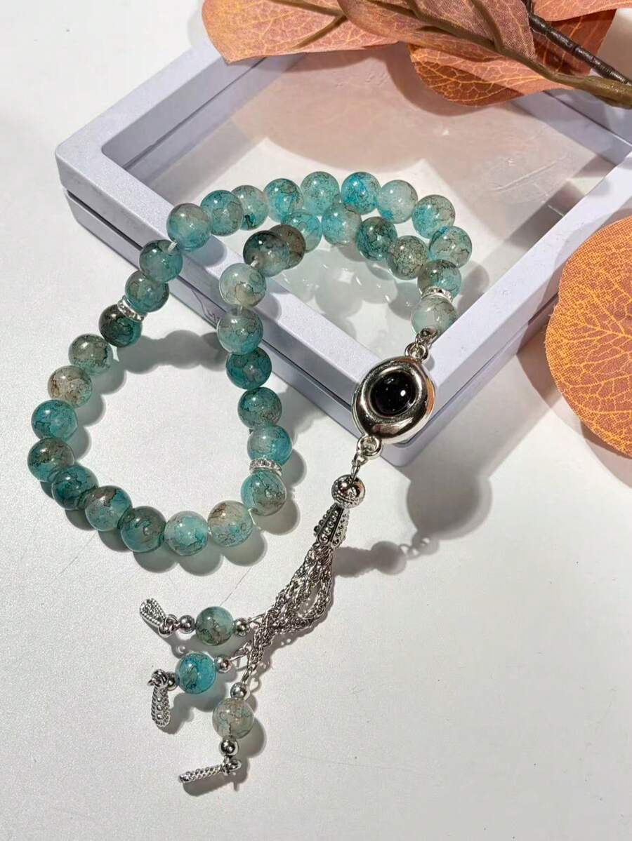 1pc Ramadan 33 Beads Oval Triple Strand Islamic Prayer Beads For Ramadan - Multicolor - View 1