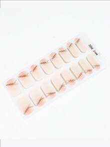 SSemi Cured Gel Nail Strips , Jelly Beige, 16 Pcs Gel Nail Wraps, Stickers, No UV Light Required, Salon Quality, Long Lasting - Apricot - View 5