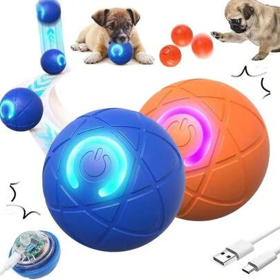 1 pieza Pelota de juguete vibrante para mascotas, Pelota de juguete para perros que se mueve automáticamente, Adecuado para perros pequeños/medianos/grandes, Recargable por USB, Para gatos y perros