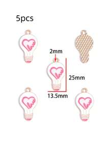 5件情人节粉色心形饰品配件，DIY手链、钥匙扣、项链吊坠，合金滴油吊坠 - 滴油情人節 - 查看 25