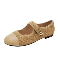 2026 Spring New Mary Jane Shoes For Women, Round Toe Color Block Strap Slip-On Shoes, Elegant - Camel - View 8