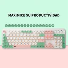 FD - 2.4GHz Wireless Keyboard And Mouse Combo With Switch Button, Full-Size Keyboard, Compatible With Windows/Laptop/PC/Notebook/Smart TV And More - Milky White Colorful Green - View 3