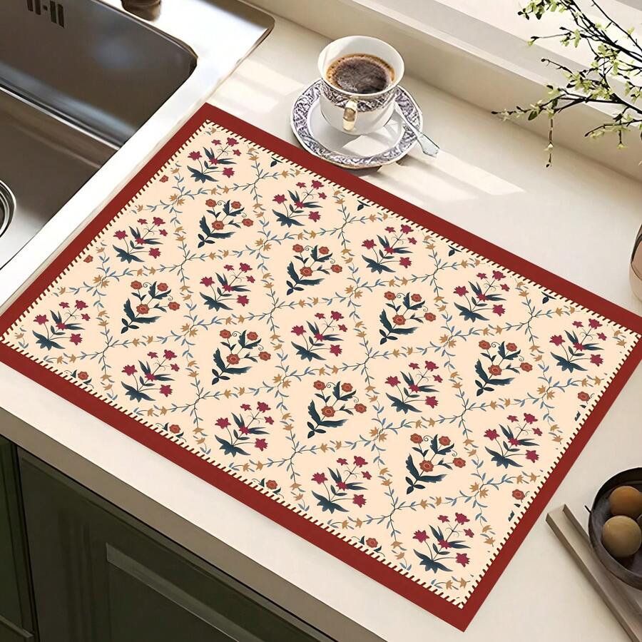 图案咖啡垫，适用于厨房台面、咖啡吧、餐具沥水垫，兼容咖啡机、咖啡壶、意式咖啡机