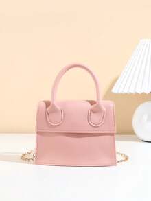 Girls Matte Fashion Versatile Minimalist Chain Handbag - Pink - View 7
