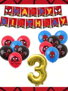 Marvel 28件套复仇者联盟主题派对装饰套装，包含乳胶气球、生日横幅和数字、蜘蛛侠超级英雄主题用品，适合男孩生日派对装饰 - 氣球套裝 - 查看 14
