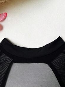 Sexy Alluring Sheer Long Sleeve Top + Panty 2 Pieces Set, Includes Stockings, Extremely Hot Party Outfit - 黑色 - 查看 5