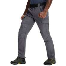 Men's Lightweight Waterproof Hiking Pants, Tear-Resistant Tactical Work Pants With Belt & 7 Pockets Outdoor Quick Dry - 灰色 - 查看 13