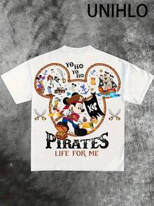 Disney UNIHLO Pattern  Print  Summer Casual Versatile Pure Cotton T-Shirt Suitable For Any Place - trắng - Xem 4