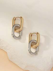 1 par de pendientes de pinza con forma geométrica en U minimalista para mujeres, la ligera curvatura de los pasadores de la oreja normal - Dorado - Ver 5