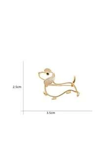 Adorable Rhinestone Lined Short-Legged Puppy Brooch, Delicate Minimalist Cartoon Animal Pin, Versatile For Men And Women - Multicolor - View 3