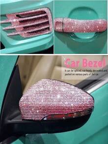 1 pieza Pegatina de diamante de imitación brillante, Pegatina decorativa de cristal brillante autoadhesiva para DIY en coche, muebles, taza, marco de fotos, adecuada para decoración de coche, 4.45 X 9.37 pulgadas/8.96 X 9.37 pulgadas/9.37/12 pulgadas (rosa claro) - Rosa Pálido - Ver 3