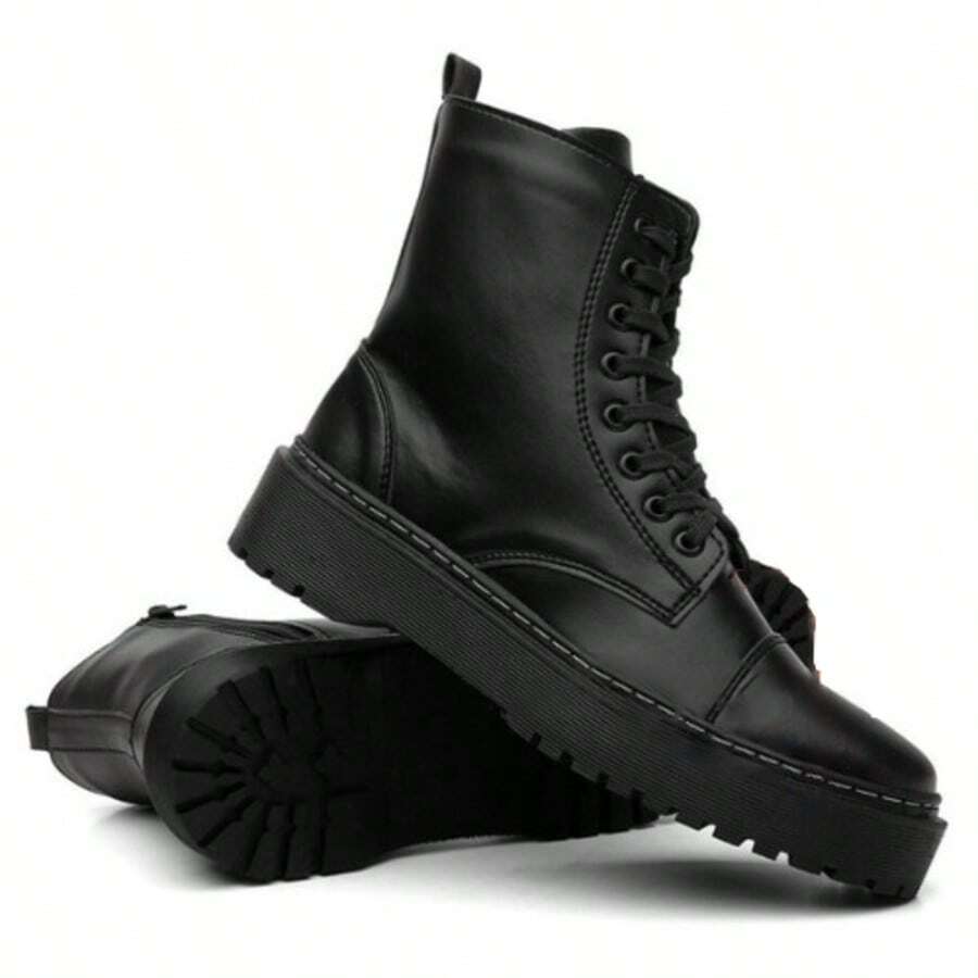 Women's Grifesnet Ankle Boot, Platform Sole, Black, Mid-Calf, Side Zipper, Fashion Blogger Style, Autumn/Winter 2026 - màu đen - Xem 1