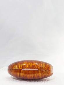 时尚简约大理石纹亚克力手提包，优雅个性化小众手拿包，链条单肩包 - 橘色 - 查看 4